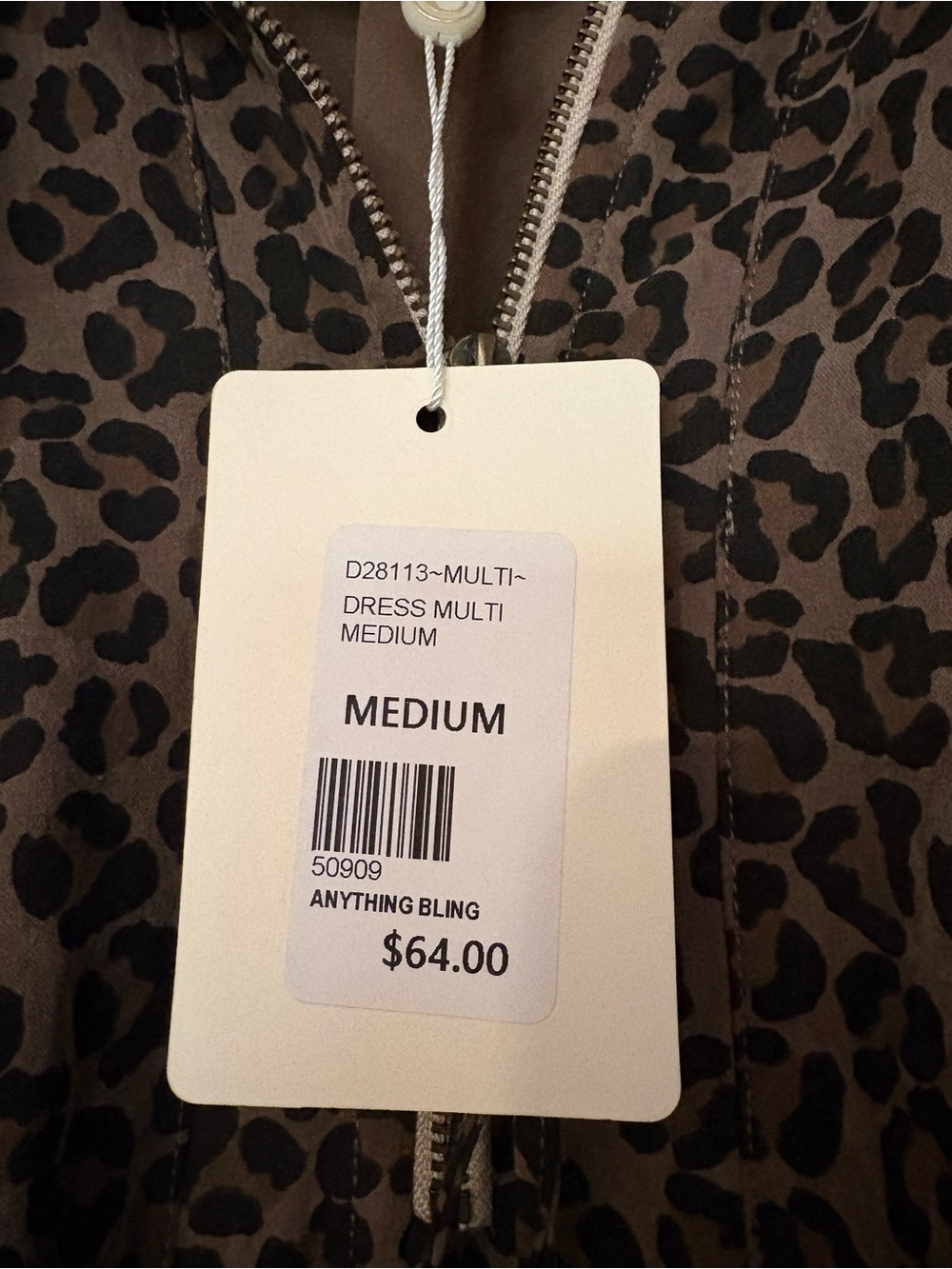 NWT Leopard Print Polo Dress with Striped Rib Trim - Picture 2 of 5